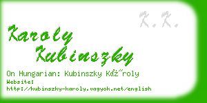 karoly kubinszky business card
